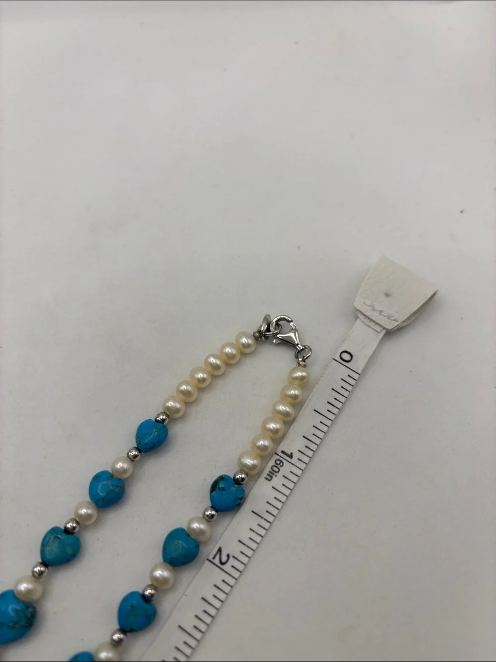Danbury Mint set heart-shaped turquoise pendant bracelet earrings beaded pearl - Picture 10 of 12
